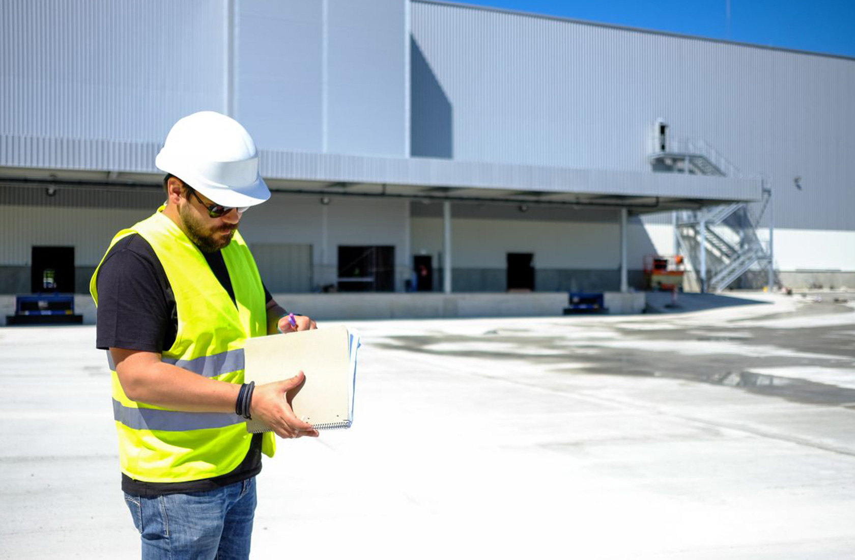 Architect Lorand Bartha visiting a construction site